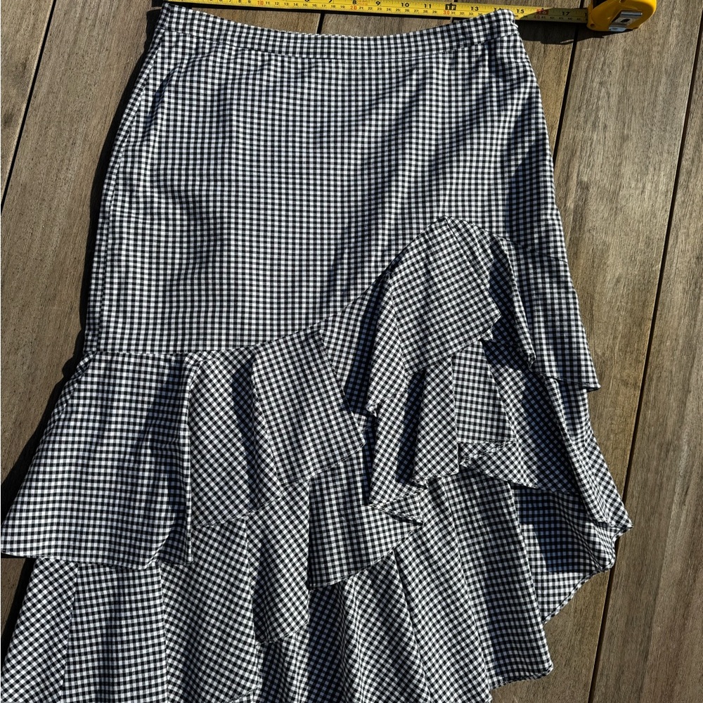 Elegant Black and White Asymmetrical Skirt